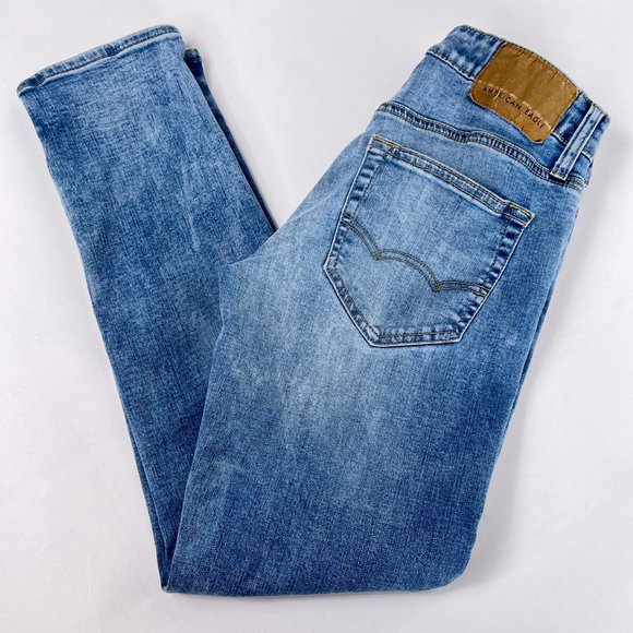 AE American Eagle Skinny Light Blue Stretch Denim Jeans Mens Size 26 x 28 - Picture 5 of 10